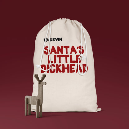 Santa's Little Dickhead | Personalised | Premium Cotton Christmas Sack
