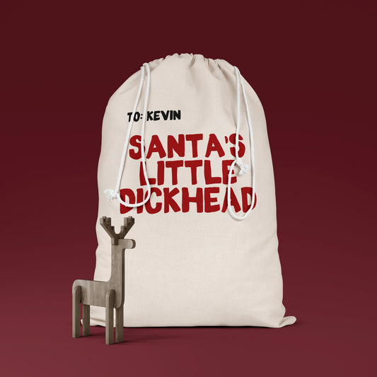 Santa's Little Dickhead | Personalised | Premium Cotton Christmas Sack