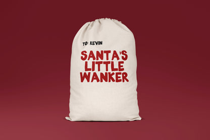 Santa's Little Wanker | Personalised | Premium Cotton Christmas Sack