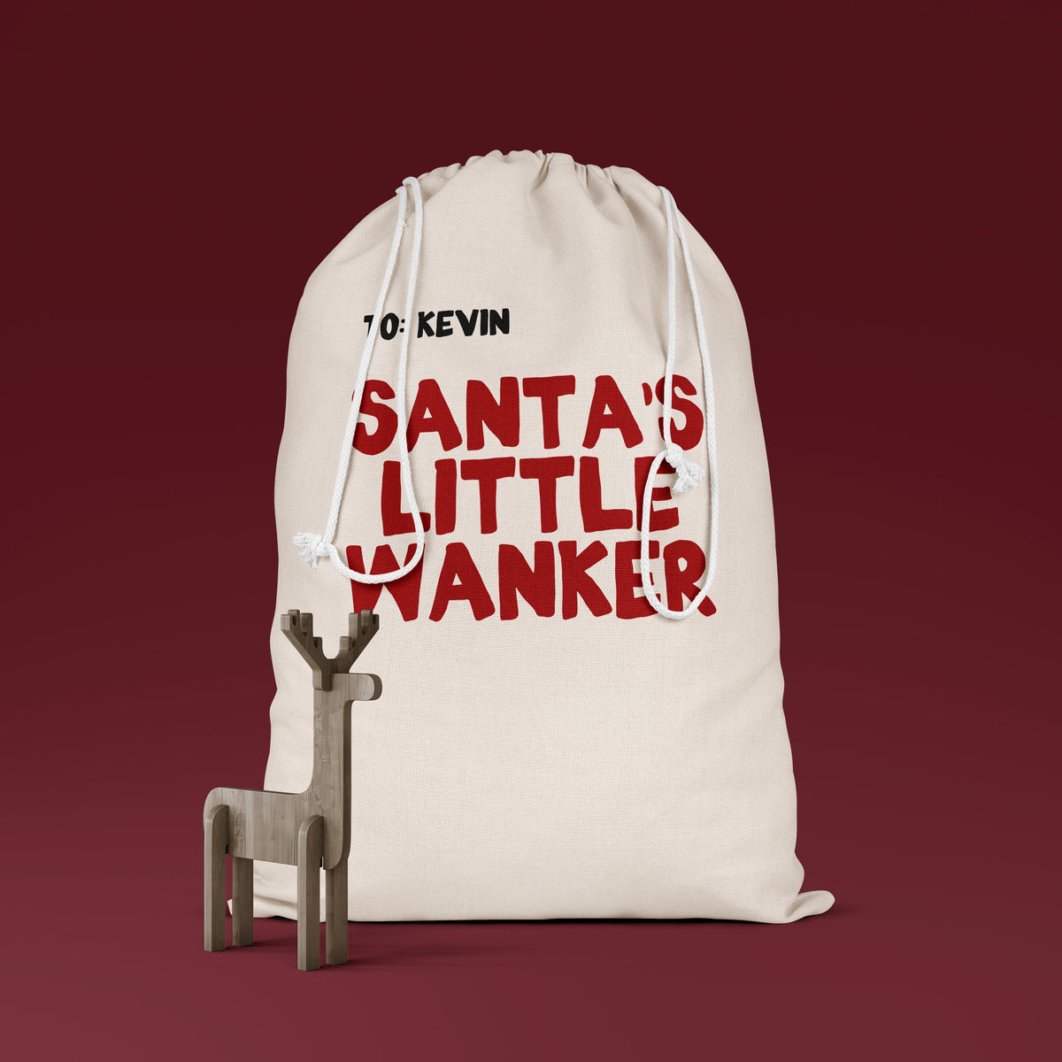 Santa's Little Wanker | Personalised | Premium Cotton Christmas Sack