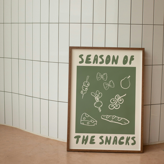 Season Of The Snacks | Cream & Olive Green | Art Print