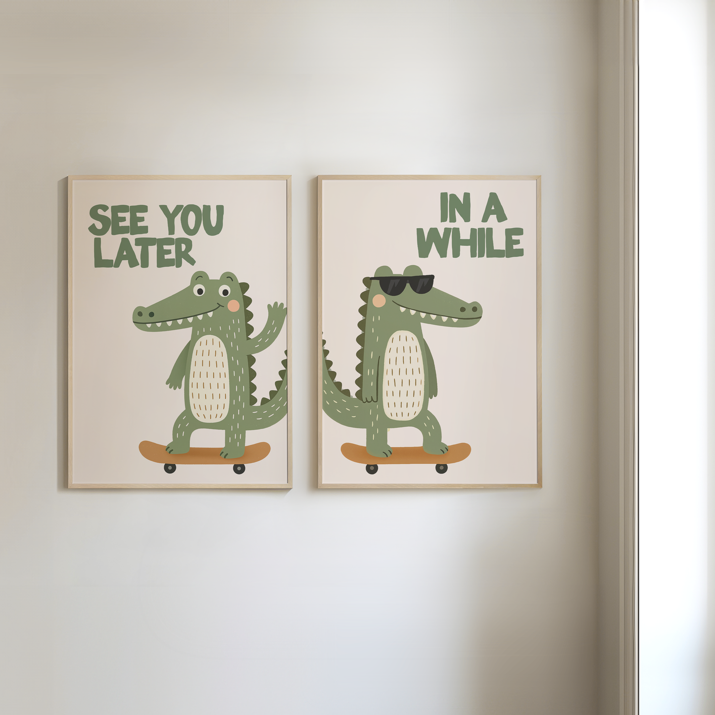 In A While Crocodile | Olive and Cream | Art Print