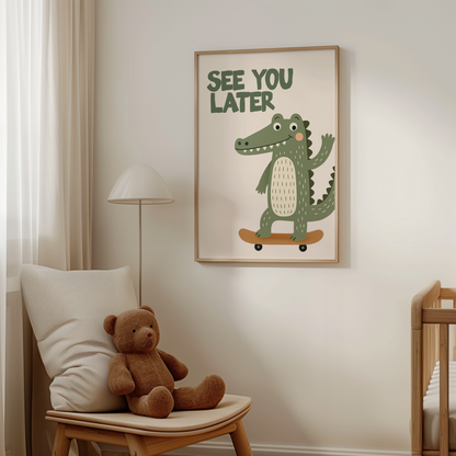 See You Later Alligator | Olive and Cream | Art Print