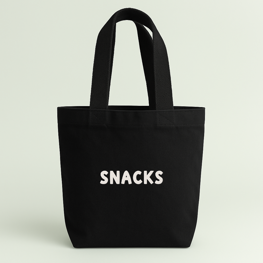 Snacks | Embroidered Mini Tote Bag