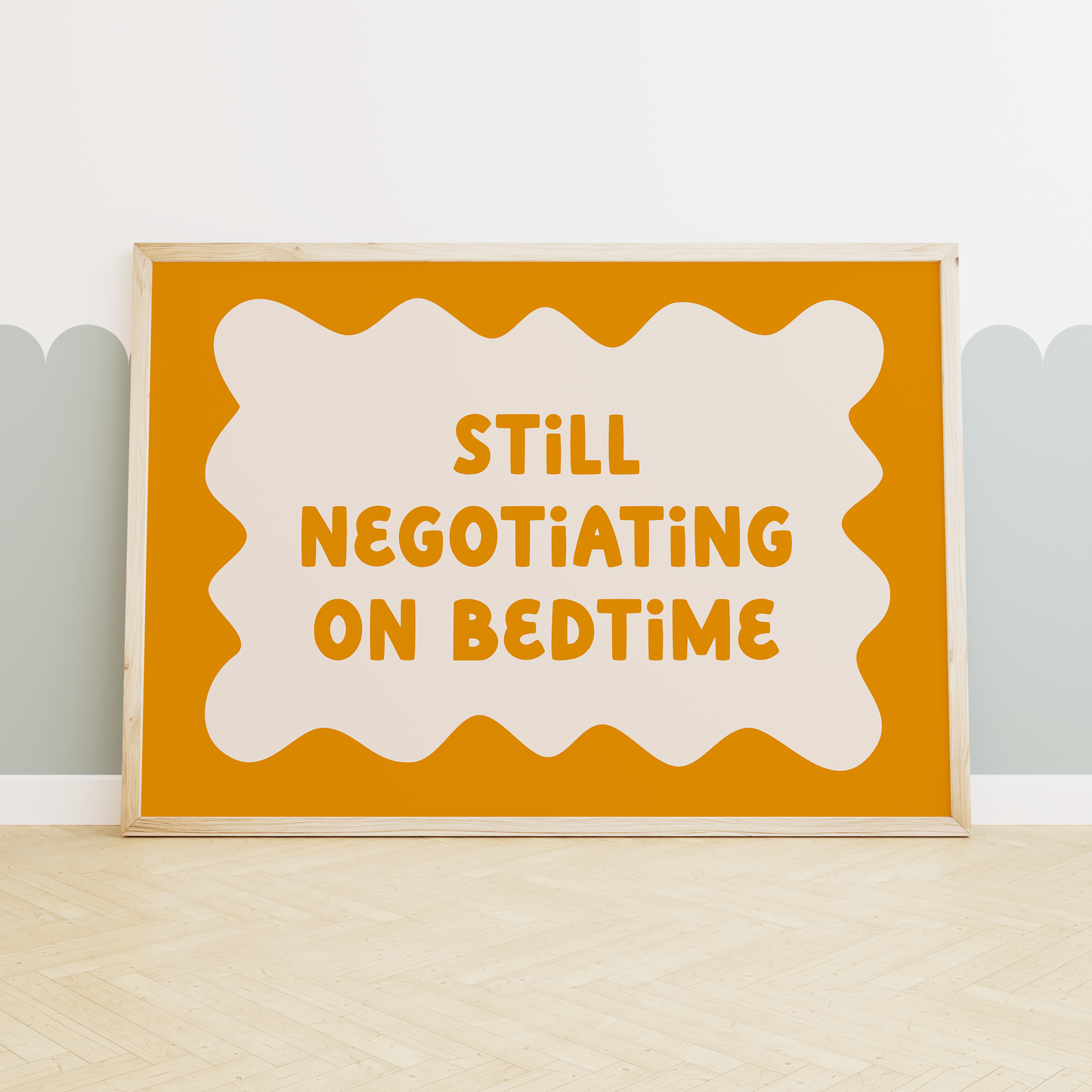 Still Negotiating On Bedtime | Mustard and Cream | Art Print
