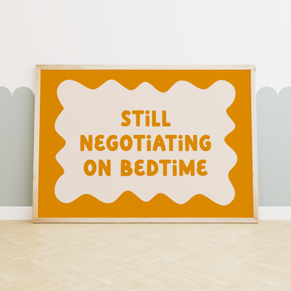 Still Negotiating On Bedtime | Mustard and Cream | Art Print