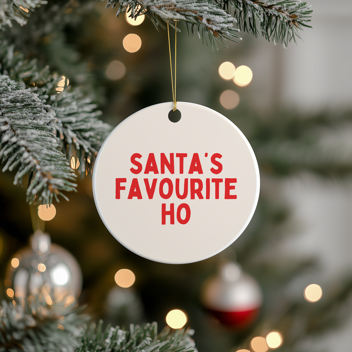 Santa's Favourite Ho | Ceramic Christmas Bauble Ornament