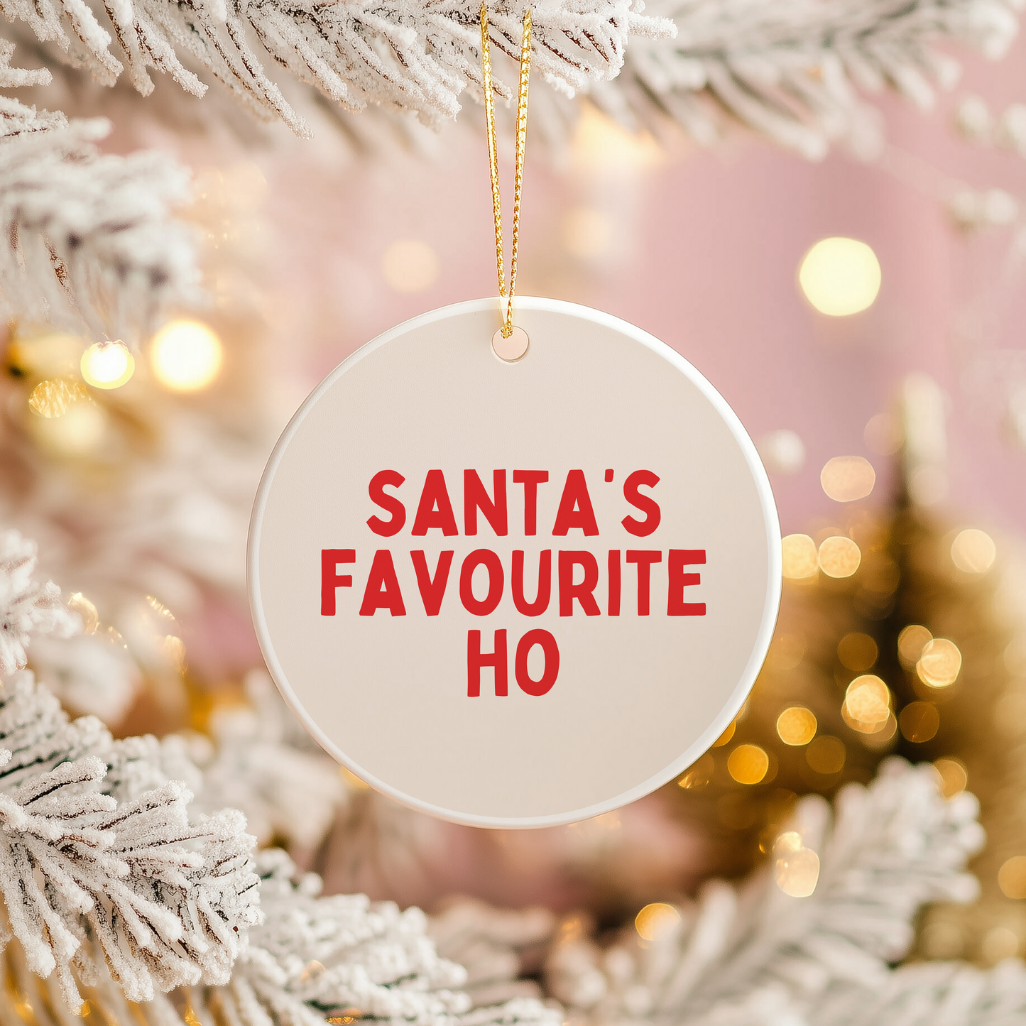 Santa's Favourite Ho | Ceramic Christmas Bauble Ornament