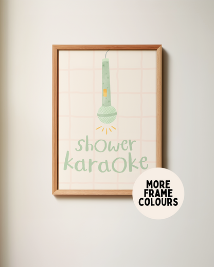 Framed | Shower Karaoke | Pink and Mint | Art Print