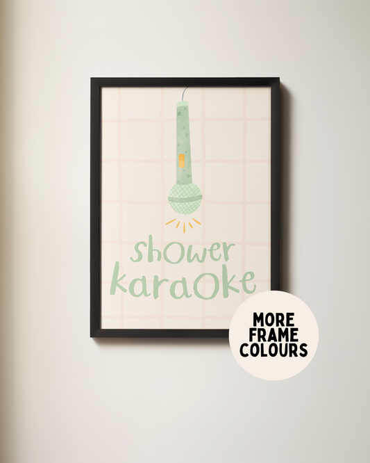 Framed | Shower Karaoke | Pink and Mint | Art Print