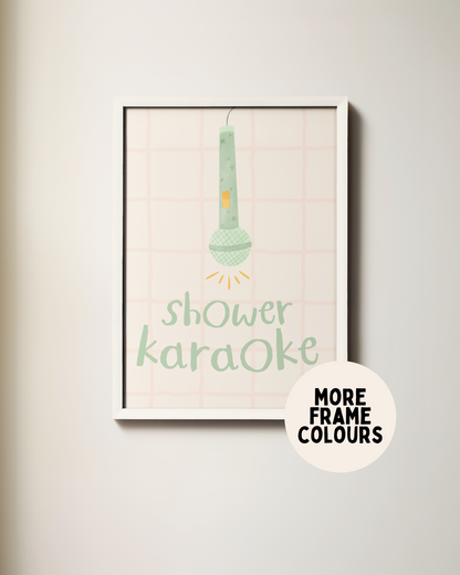 Framed | Shower Karaoke | Pink and Mint | Art Print