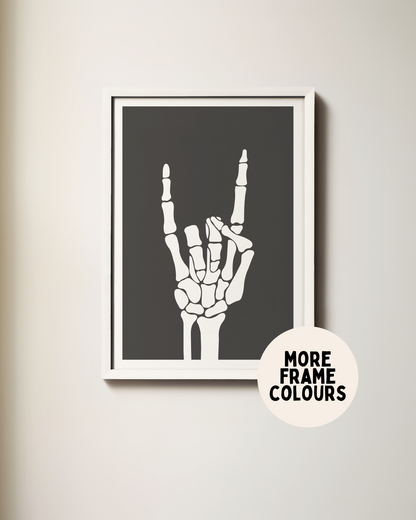 Framed | Skeleton Hand | White and Black | Art Print