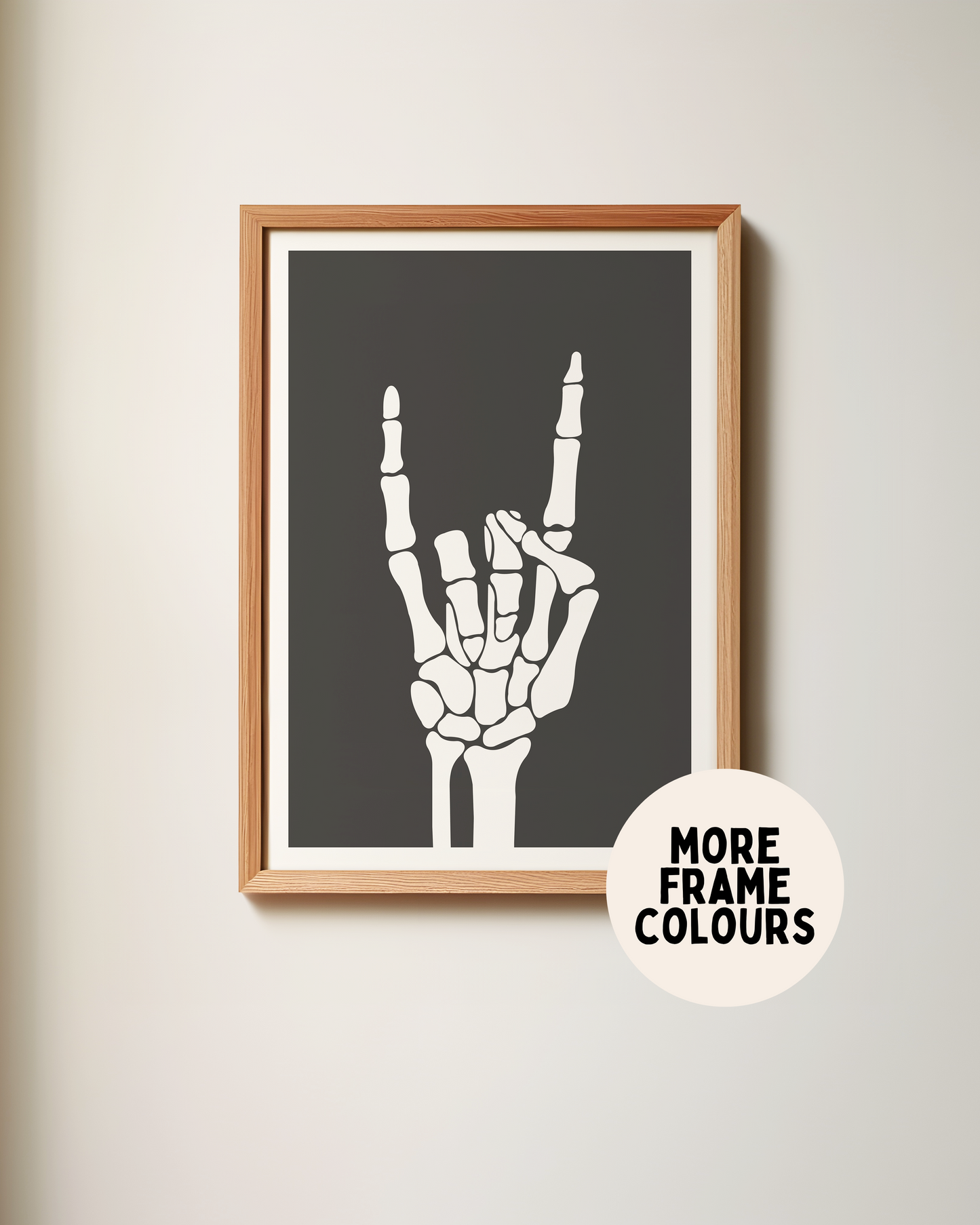 Framed | Skeleton Hand | White and Black | Art Print