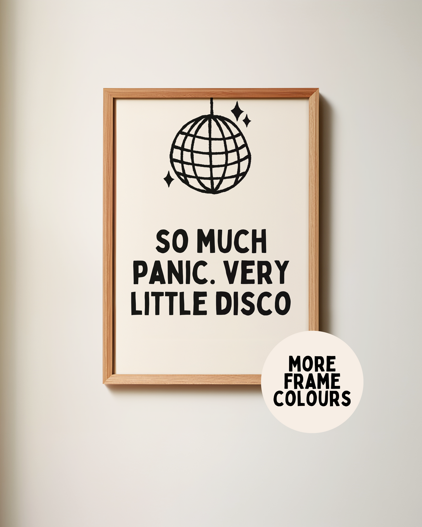 Framed | So Much Panic. Very Little Disco | Black and Cream | Art Print