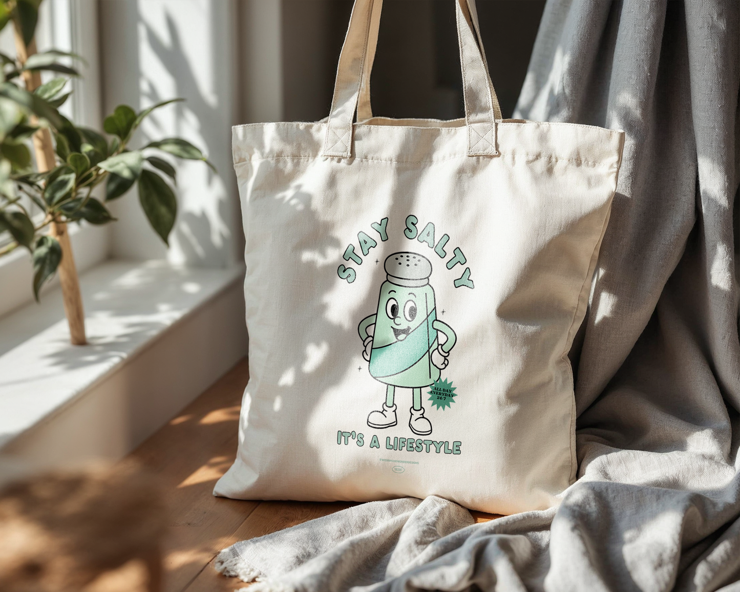 WISDOM & WONDER DESIGNS X POTS UK | Stay Salty | Cotton Tote Bag