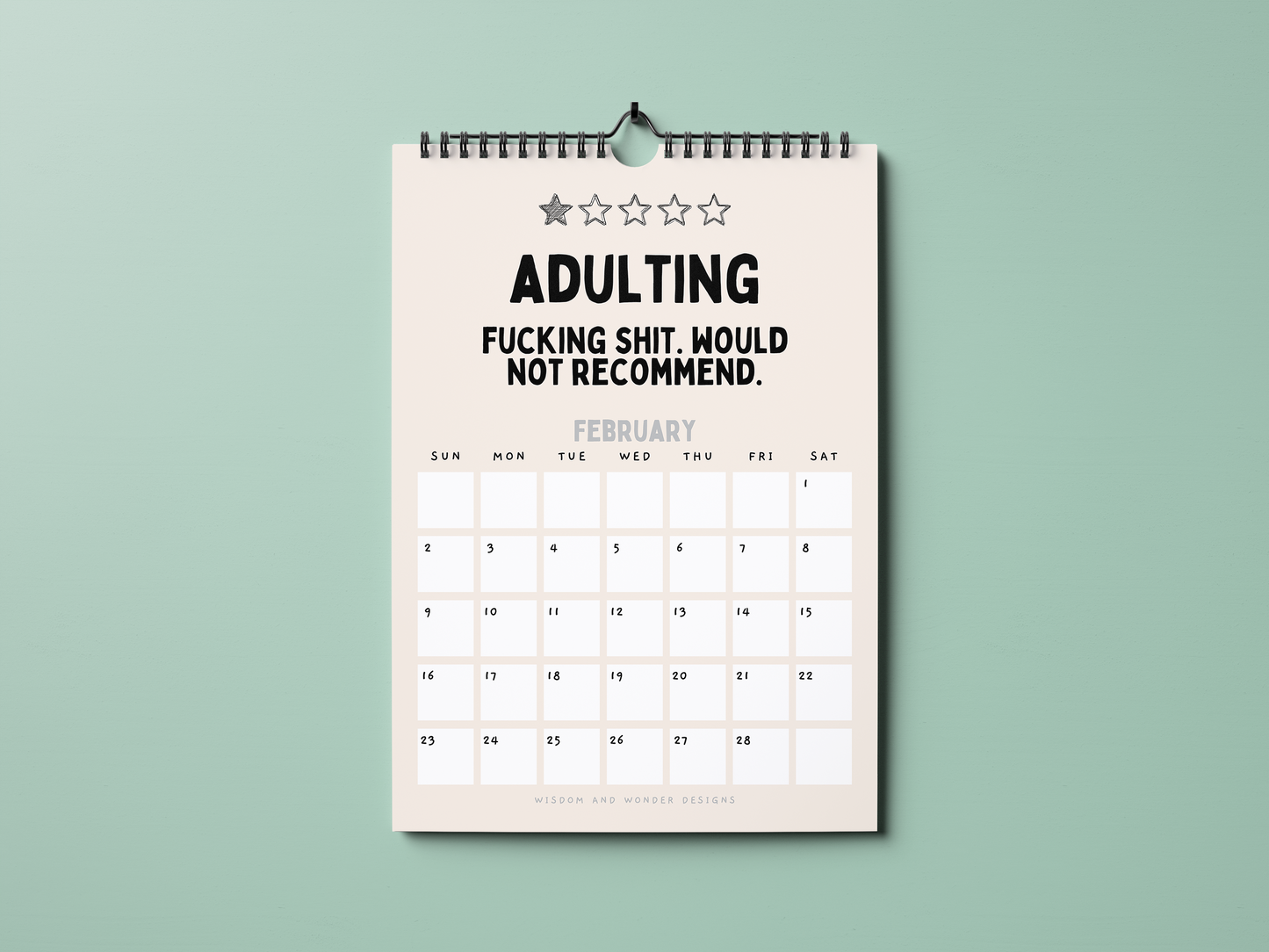 2025 Sweary Calendar | Here We Fucking Go Again | Wall Calendar