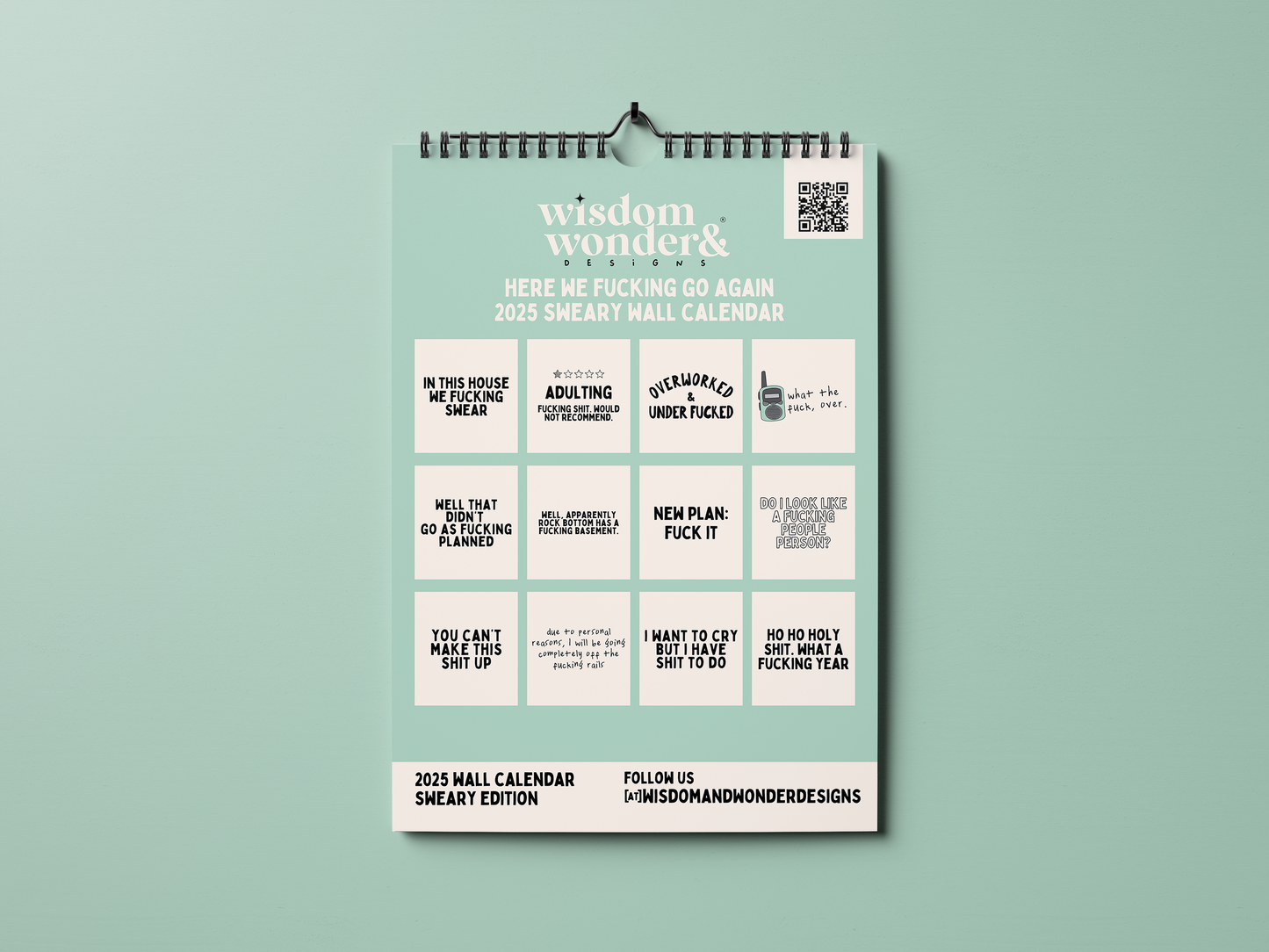 2025 Sweary Calendar | Here We Fucking Go Again | Wall Calendar