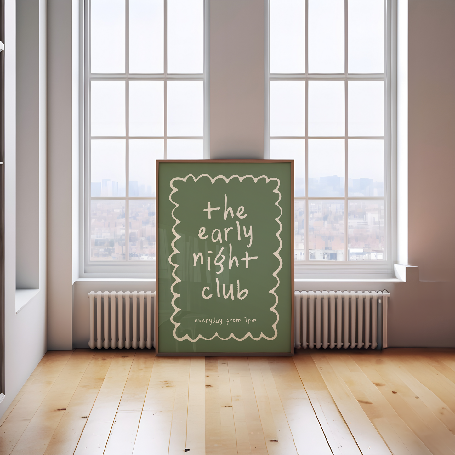 The Early Night Club | Cream & Olive | Art Print