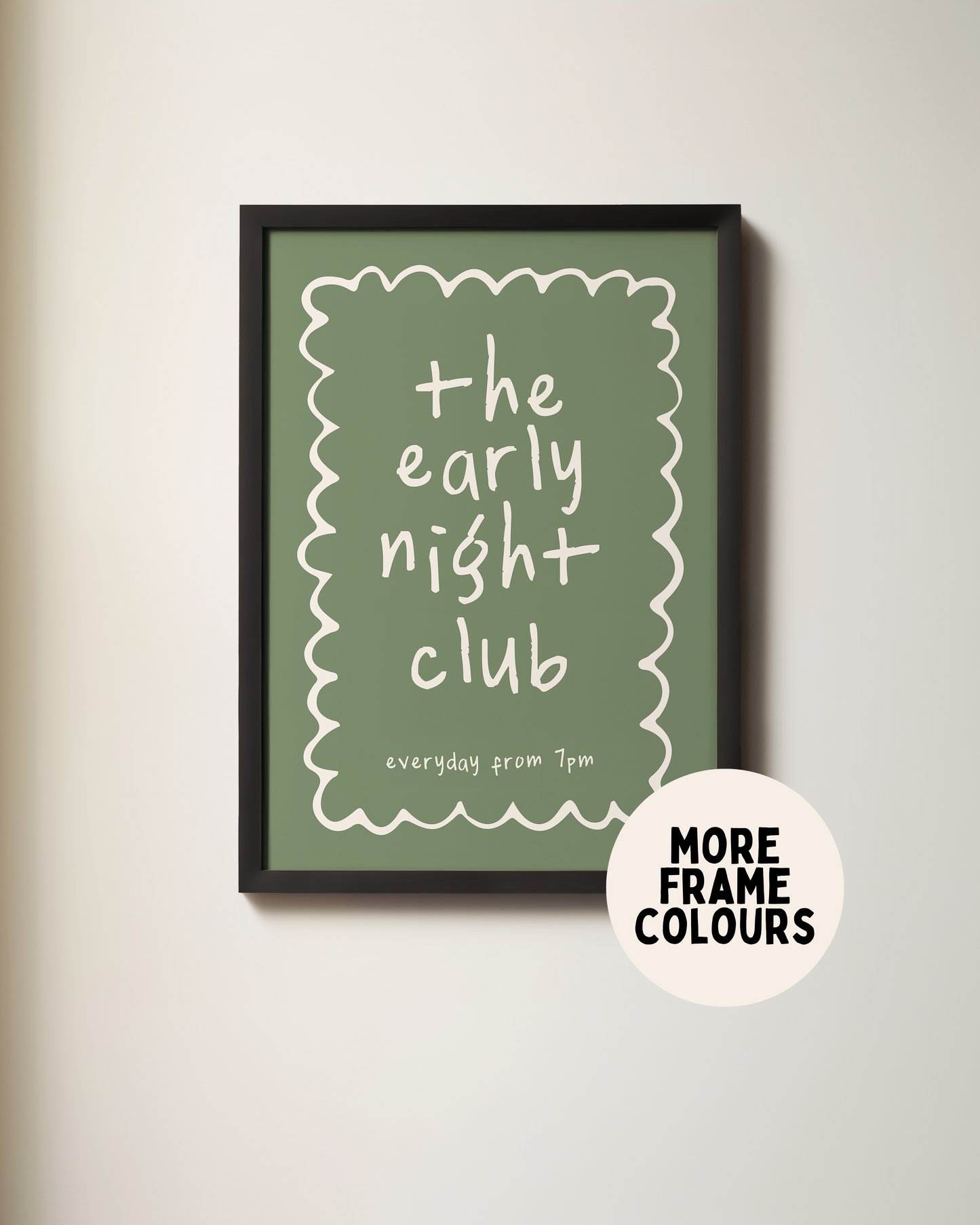 The Early Night Club | Cream & Olive | Art Print