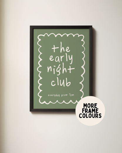 The Early Night Club | Cream & Olive | Art Print