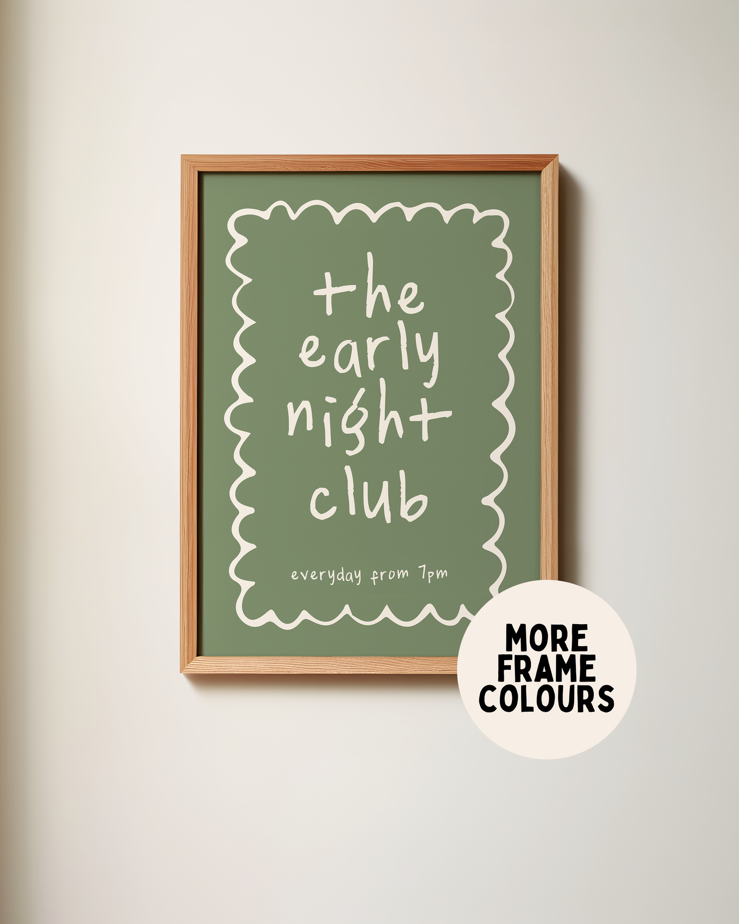 The Early Night Club | Cream & Olive | Art Print