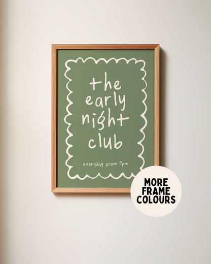 The Early Night Club | Cream & Olive | Art Print