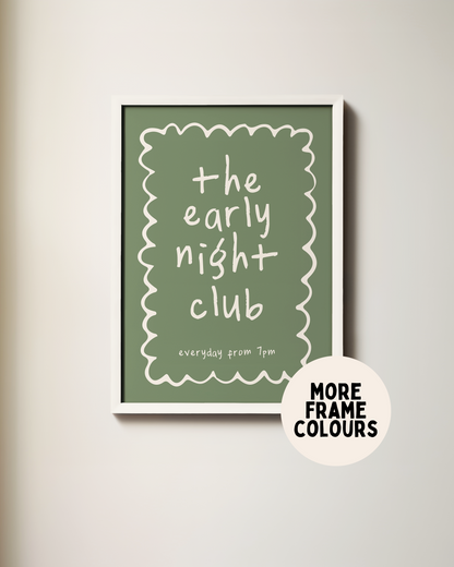 The Early Night Club | Cream & Olive | Art Print