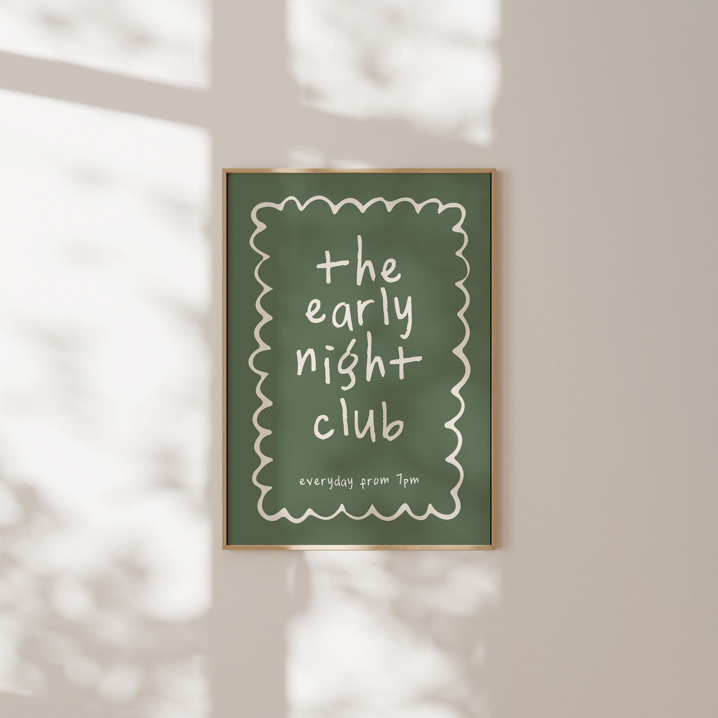 The Early Night Club | Cream & Olive | Art Print
