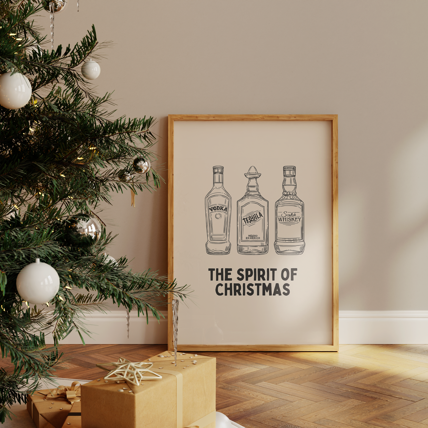 The Spirit Of Christmas | Charcoal and Cream | Christmas Art Print