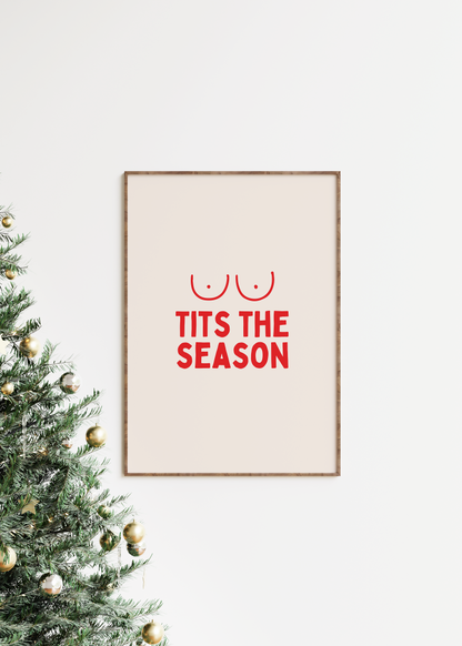 Tits The Season | Red and Cream | Christmas Art Print