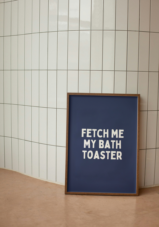 Fetch Me My Toaster Bath | White and Navy | Art Print