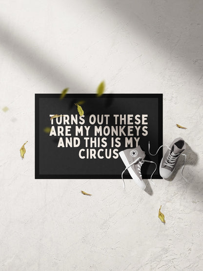 Turns Out These Are My Monkeys | Cream and Charcoal | Indoor Door Mat