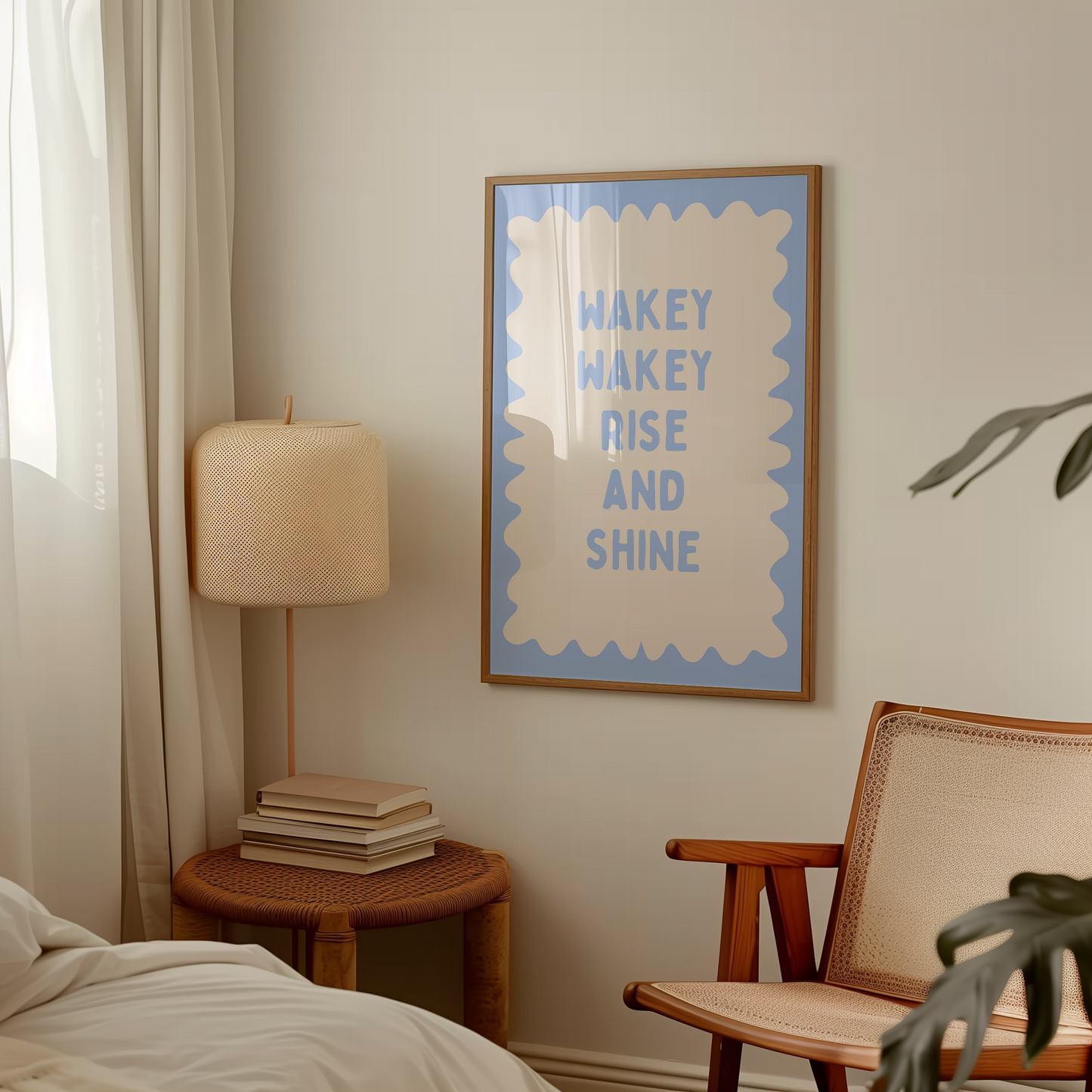 Wakey Wakey Rise and Shine | Cornflower Blue and Cream | Art Print