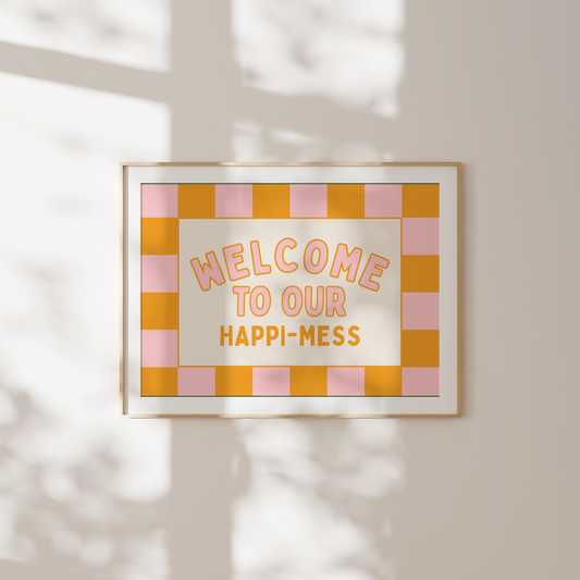 WISDOM & WONDER X HEY WONDER | Welcome To Our Happi-Mess | Milkshake & Orange | Landscape | Wall Art Print