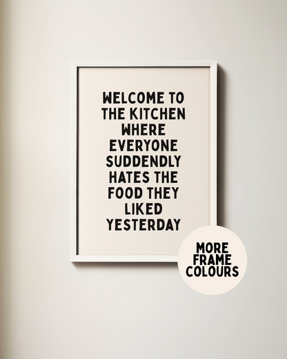 WISDOM & WONDER X HEY WONDER | Framed | Welcome To The Kitchen | Black & Cream | Wall Art Print
