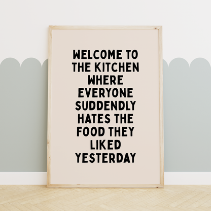 WISDOM & WONDER X HEY WONDER | Digital Download | Welcome To The Kitchen | Black and Cream