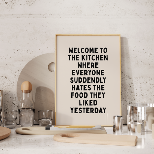 WISDOM & WONDER X HEY WONDER | Welcome To The Kitchen | Black & Cream | Wall Art Print