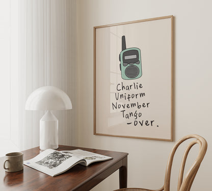 Charlie Uniform November Tango, Over | Seafoam and Cream | Art Print