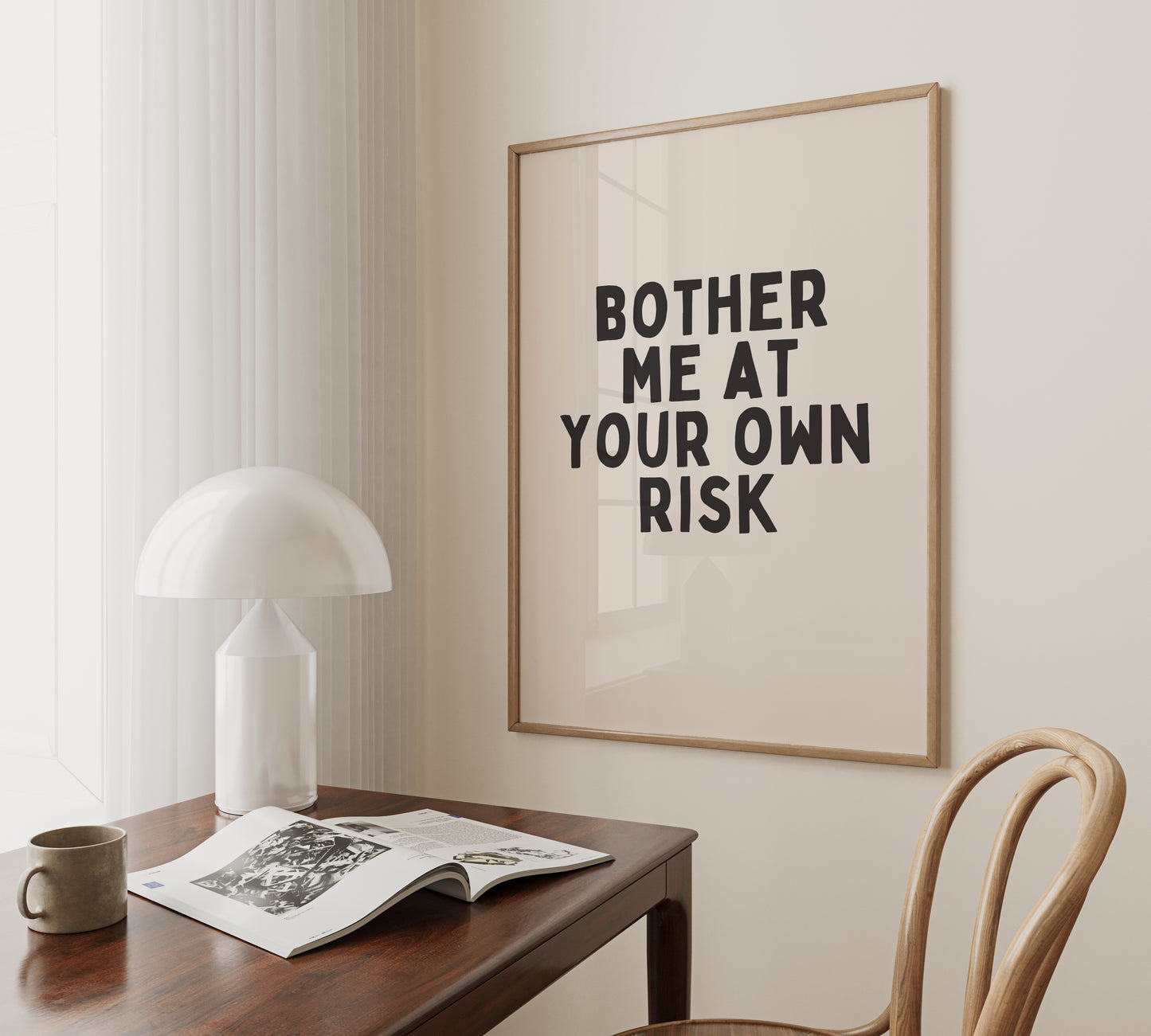 Bother Me At Your Own Risk | Black and Cream | Art Print