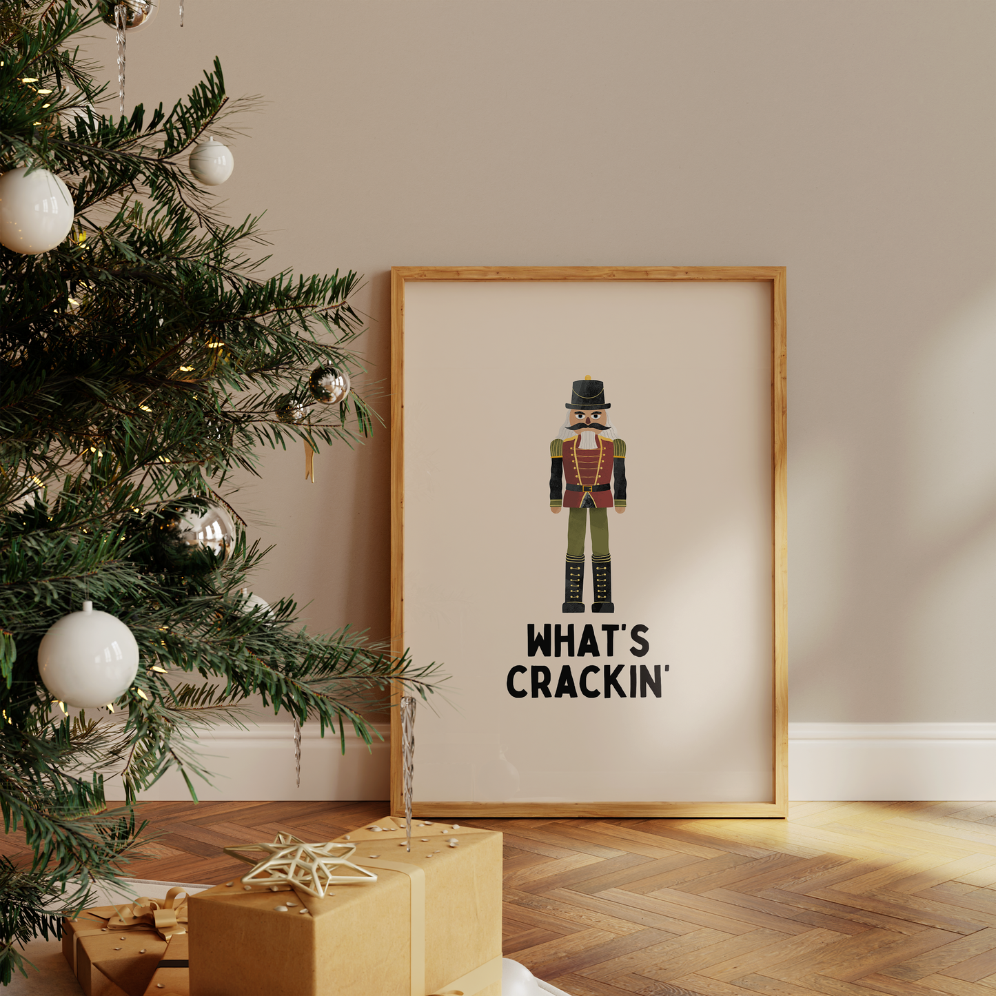 What's Cracking' | Black and Cream | Christmas Art Print