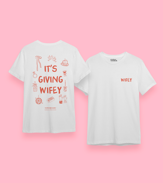 WISDOM & WONDER DESIGNS X GEORGINA ROSE EVENTS | It's Giving Wifey | Organic Unisex T Shirt