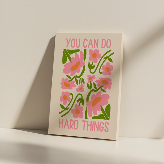 You Can Do Hard Things | Blush Pink and Cream | Canvas