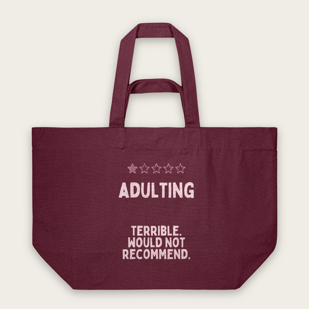 Adulting | Tote Bag in Burgundy (18443_Adulting_STAU117_Burgundy_Tote-Bag_Mockup.png)