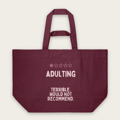 Adulting | Tote Bag in Burgundy (18443_Adulting_STAU117_Burgundy_Tote-Bag_Mockup.png)