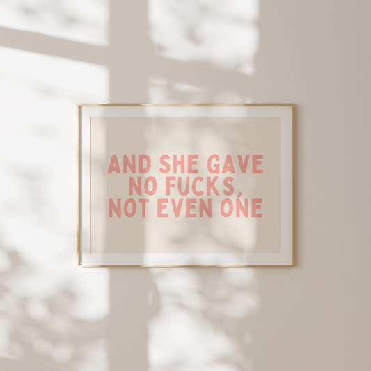 And She Gave No Fucks, Not Even One | Peach and Cream | Landscape | Art Print