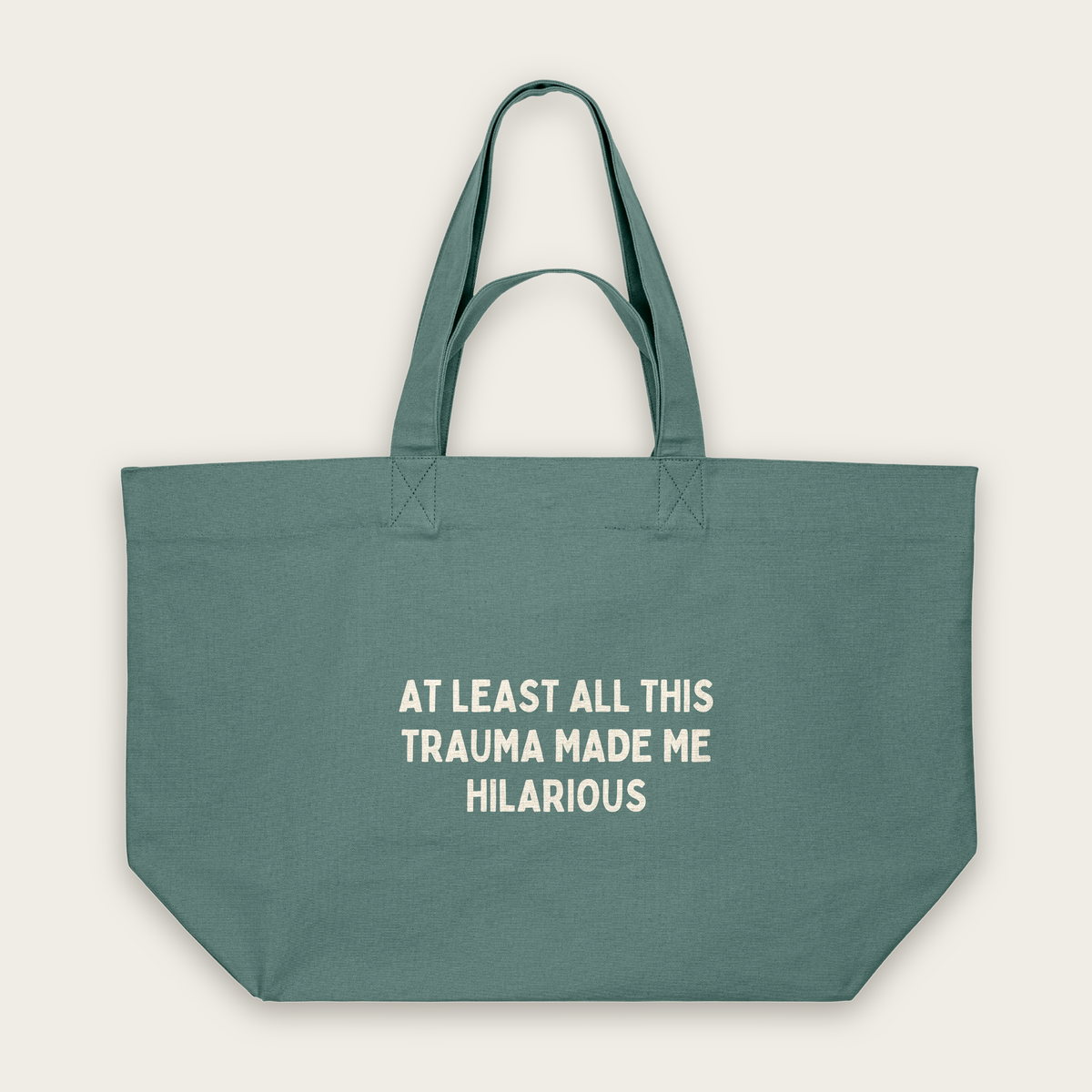 At Least All This Trauma Made Me Hilarious | Tote Bag in Green Bay (18448_At-Least-All-This_STAU117_Green-Bay_Tote-Bag_Mockup.png)