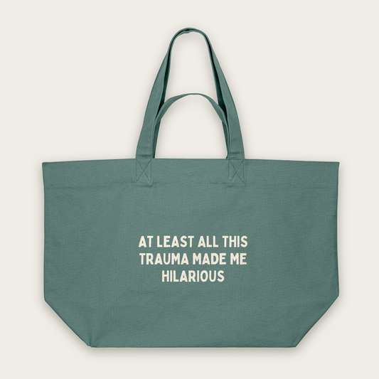 At Least All This Trauma Made Me Hilarious | Tote Bag in Green Bay (18448_At-Least-All-This_STAU117_Green-Bay_Tote-Bag_Mockup.png)