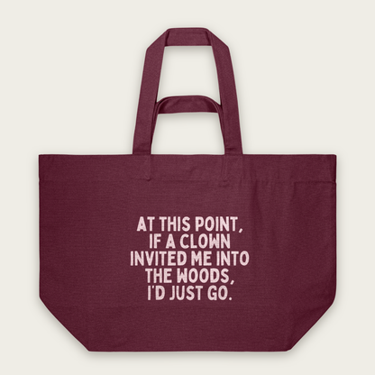 At This Point If A Clown | Tote Bag in Burgundy (18461_At-This-Point_STAU117_Burgundy_Tote-Bag_Mockup.png)