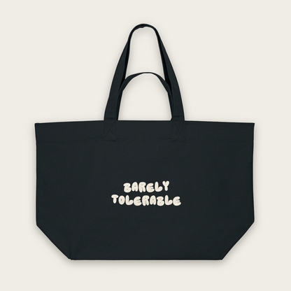 Barely Tolerable | Tote Bag in Black (18462_Barely-Tolerable_STAU117_Black_Tote-Bag_Mockup.png)