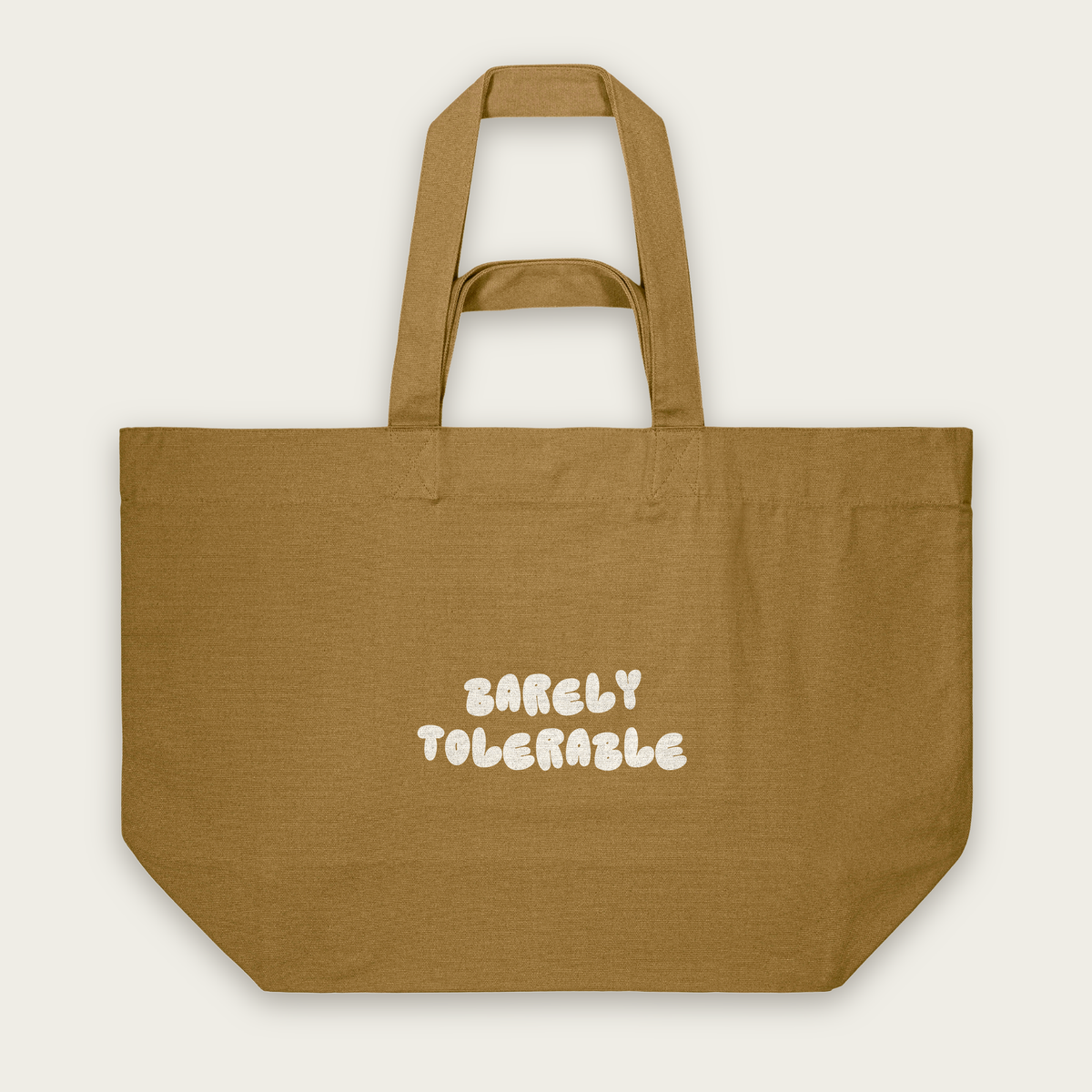 Barely Tolerable | Tote Bag in Bronze (18464_Barely-Tolerable_STAU117_Bronze_Tote-Bag_Mockup.png)